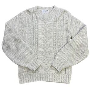 Vintage Ferranti California Wool Knit Sweater Made USA Chunky Gray Pullover‎